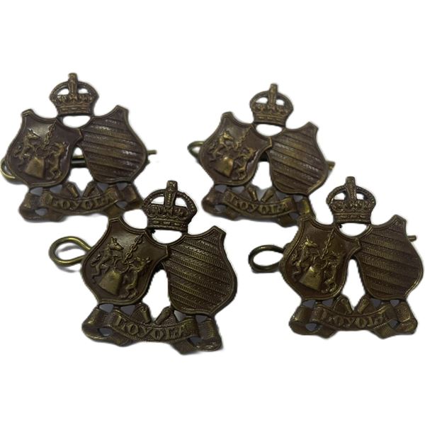 WWII-era Canadian Officer Training Corps (COTC) Loyola College Montreal collar badges, bronze