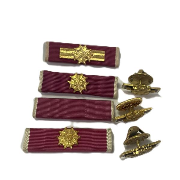WWII U.S. LEGION OF MERIT CHIEF COMMANDER GRADE RIBBON BAR PIN-BACKs, 7 Officer Lapel Pins