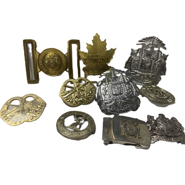 Canadian military belt buckles and badges