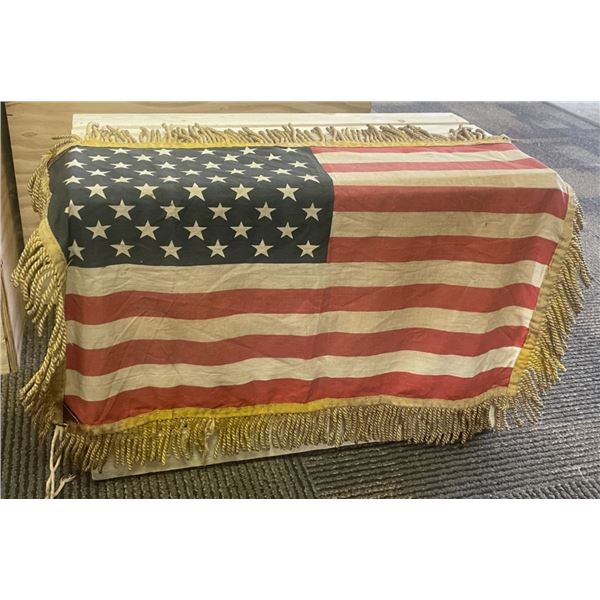 Vintage American Flag with Fringe  13"  x 19"