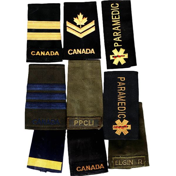 Canadian military and paramedic embroidered shoulder boards and rank epaulets