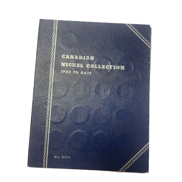 Blue Five Cent Canadian Coin Book with some coins inside