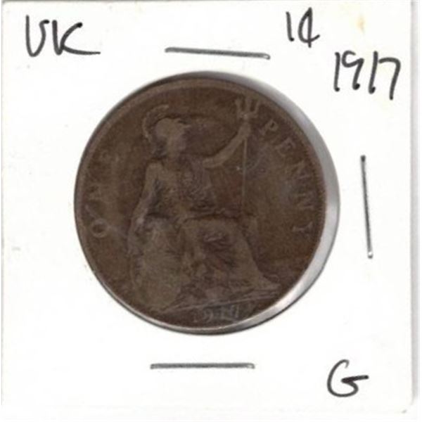 1917 British One Penny coin