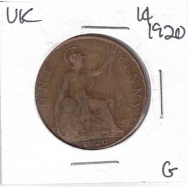 1920 United Kingdom one-penny coin