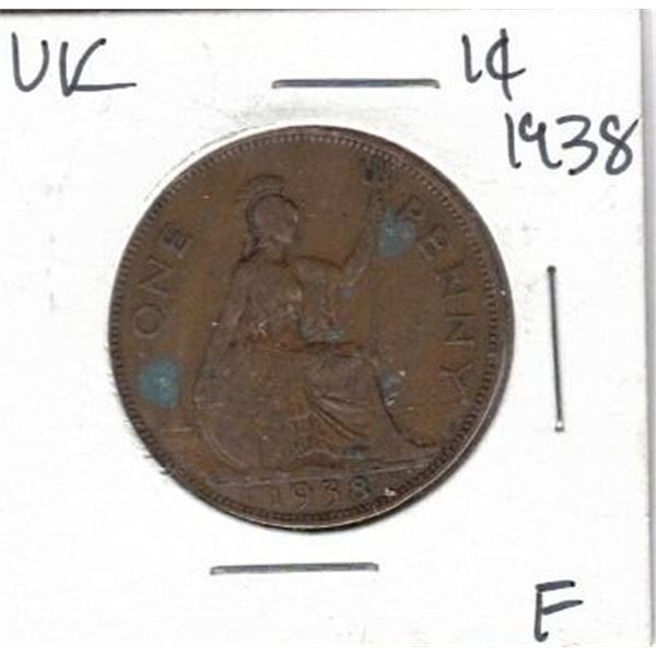 1938 Great Britain one penny coin