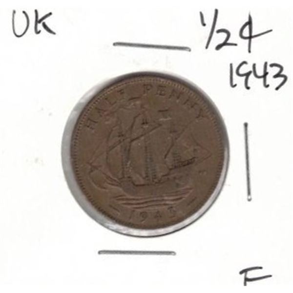 1943 Great Britain halfpenny