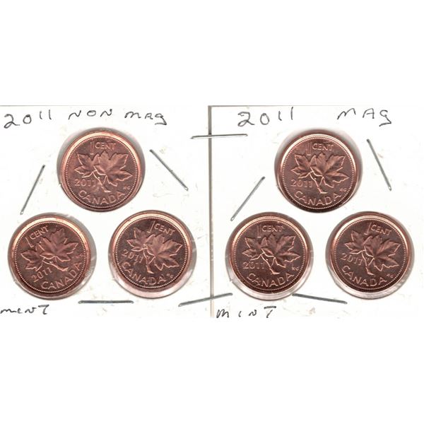 2011 Canadian Small Cent, Magnetic & Non-Magnetic, Proof