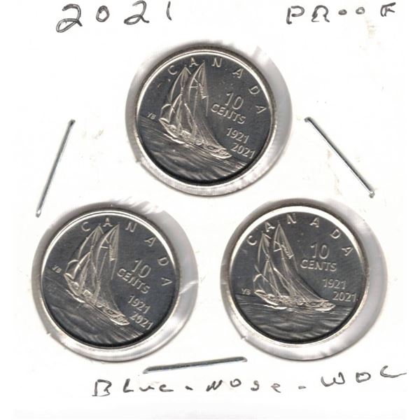 2021 Canadian Dimes, Blue Nose, WOC, PROOF