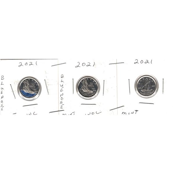 2021 Canadian Dimes,Blue Nose-WC,Blue Nose WOC, & Reg, PROOF