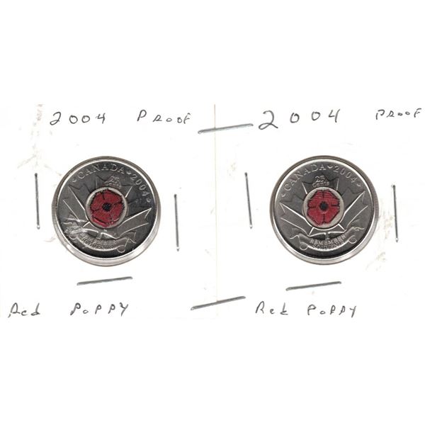 2004 Canadian Quarters, Red Poppy, PROOF