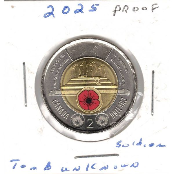 2025 Canadian Toonie, Tomb of the Unknown Soldier WC, PROOF