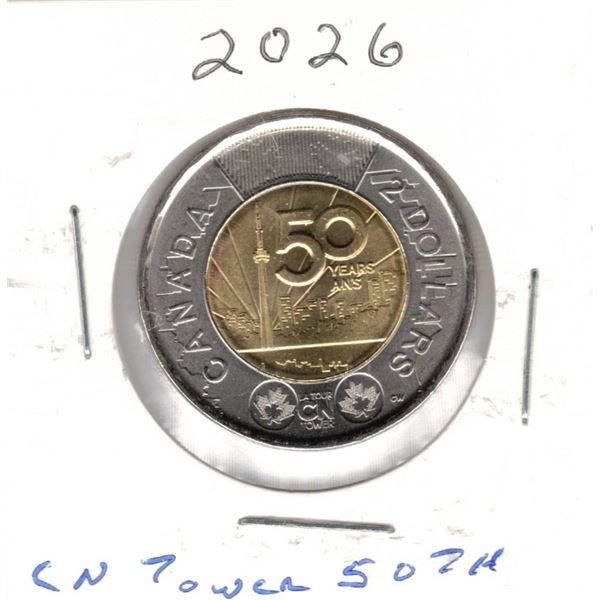 2026 Canadian Toonie, CN Tower 50 th Anniversary,WOC,PROOF