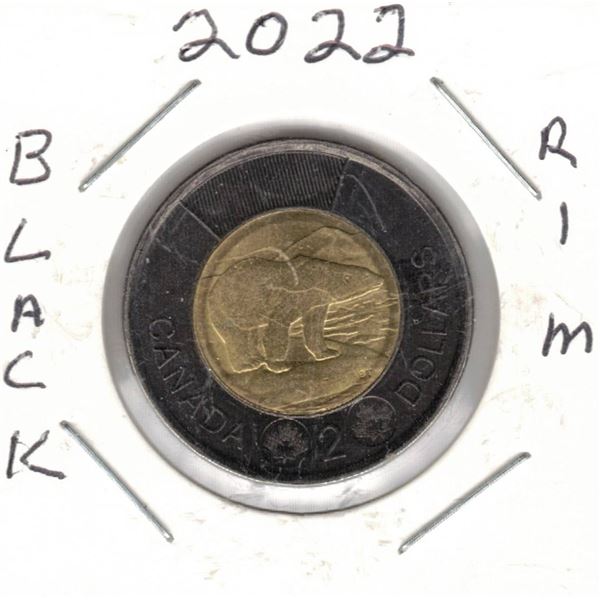 2022 Canadian Toonie, Black Rim,Last of the Queen