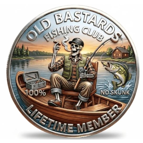 Old Bastard Fishing Club Lifetime Member STEEL Coin
