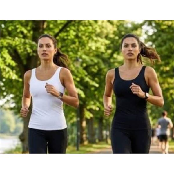 2 Pack of Frank And Oak Women's Contour Tank Med Black & White