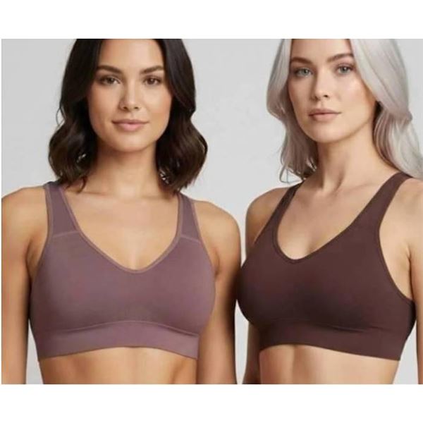 Puma 2 Pack Seamless Sports Bra, Size Large