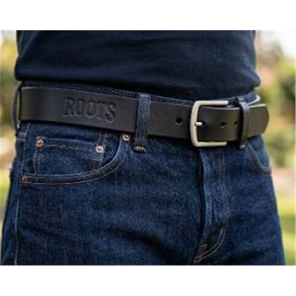 Roots Black Leather Belt Size XL 40-42