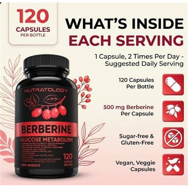Nutratology Berberine Supplement, Canada - 120 count