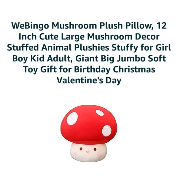 WeBingo Mushroom Plush Pillow 30 cm