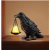 Image 1 : Resin Raven Wit Tea Light Holder Statue Black