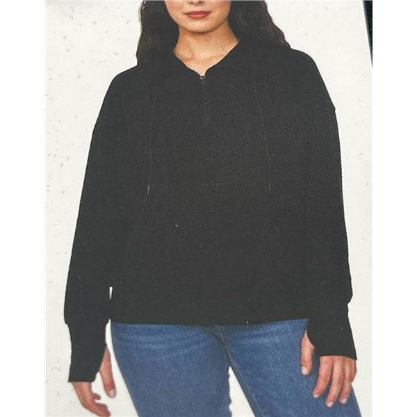 Buffalo Half Zip Black Hoodie, Size Large