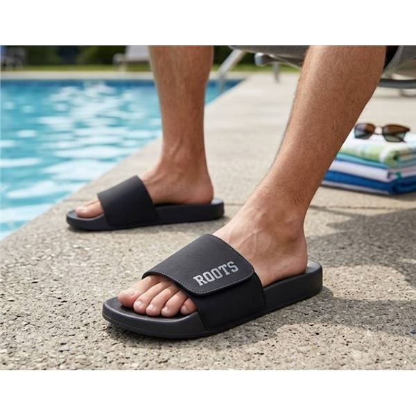 Roots Black Slides Size 7 with Box