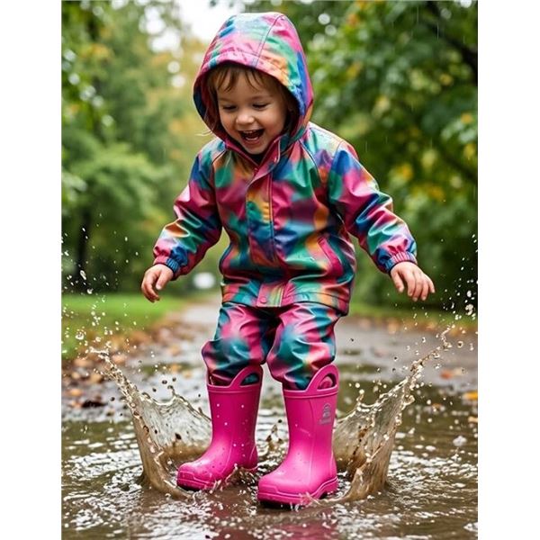 Kamik Pink Rose Kids Rain Boots, Size 9