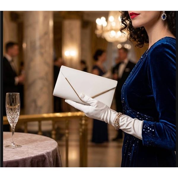 White Faux Leather Clutch Purse