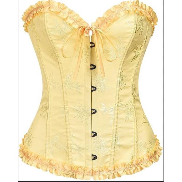 SZIVYSHI Yellow Satin Corset, New Size Small
