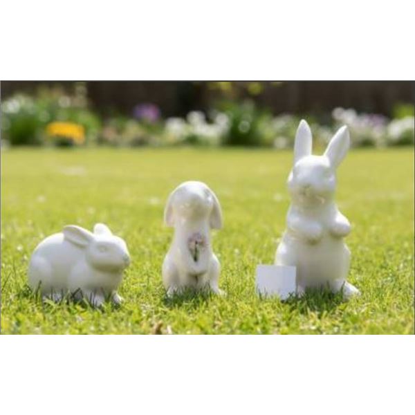 EASIMECOR Ceramic White 3 pc Spring Decor