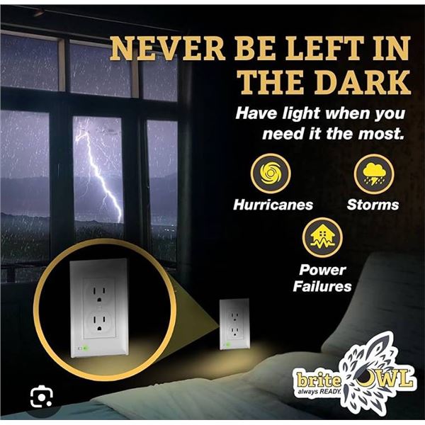 BriteOWL Lighted Outlet Cover Plates, Set of 2
