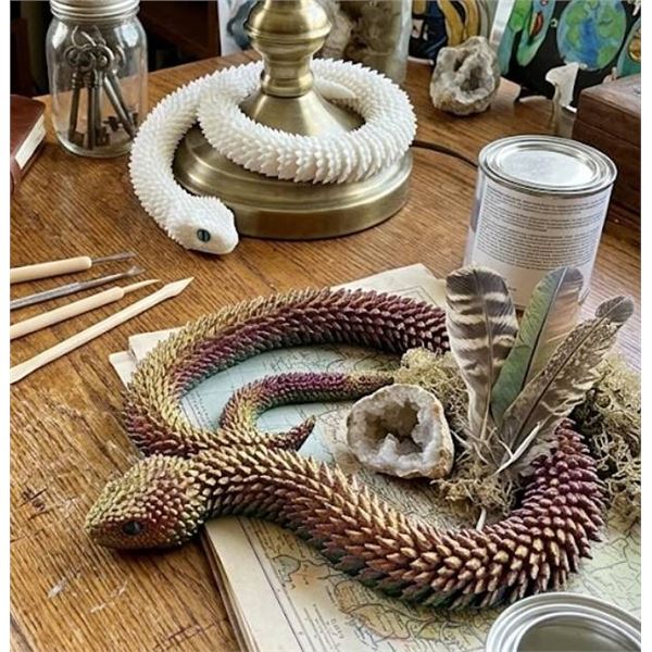 Lot of 2 -3D Printed Snake Decor Figures