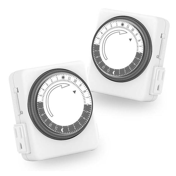 HBN 24 Hour Mechanical Dual Outlet Timer (2 Pack)