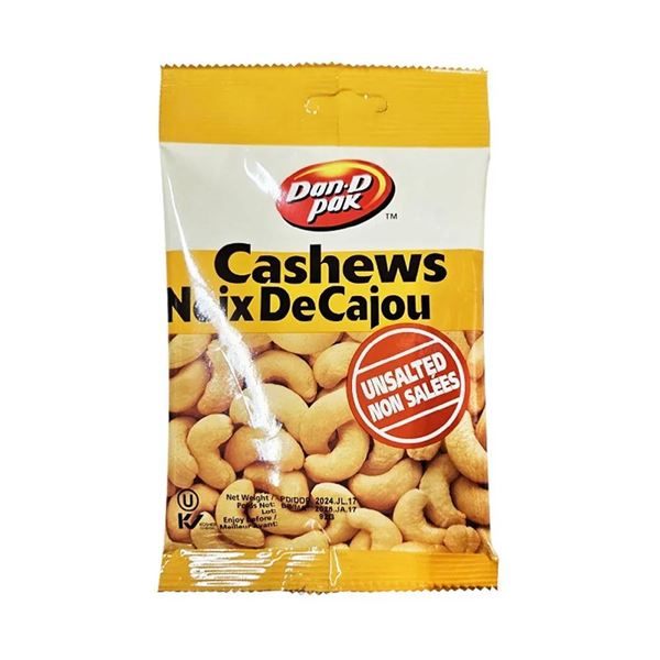 Dan-D-Pak Unsalted Cashews 12 x 92g Bags