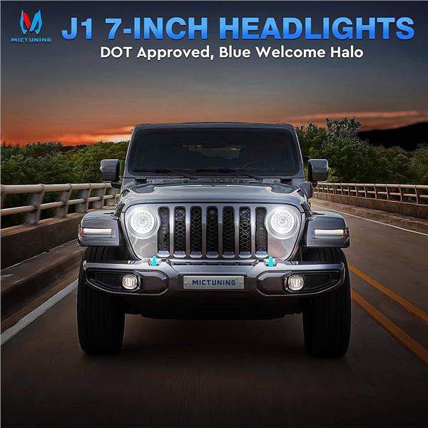 7 Inch LED Headlight 2-Pack with Adapter