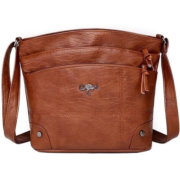 Brown Faux Leather Shoulder Bag