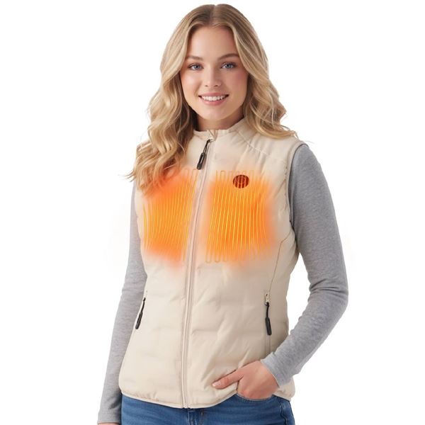 Inkcraft Heated Vest for Women, Large Cream White