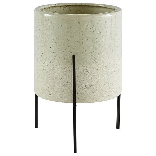 Rivet Ceramic Planter with Iron Stand