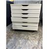 Image 4 : White Six-Drawer Rolling Storage Cabinet