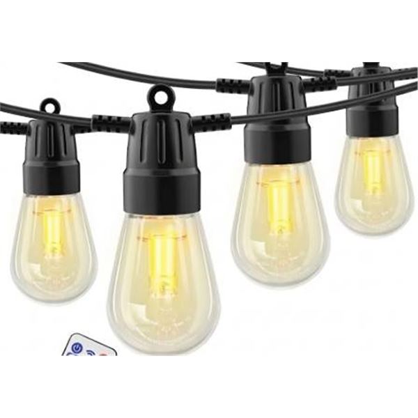 YSJ String Lights Outdoor Waterproof, 49FT Patio Lights with 20 Shatterproof Bulbs
