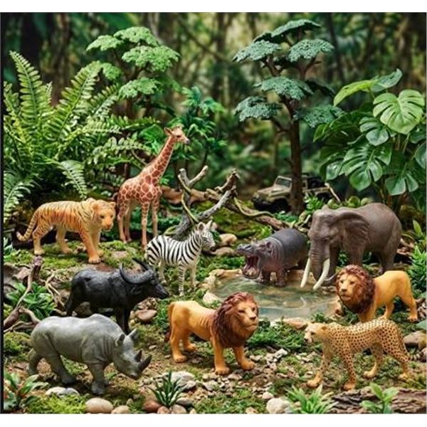 lot of 2 packs - Prextex Safari Animals Play Set, 9 Pieces