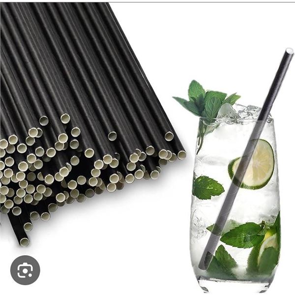 Lot of 2 - Table Accents Black Paper Straws, 500 Count