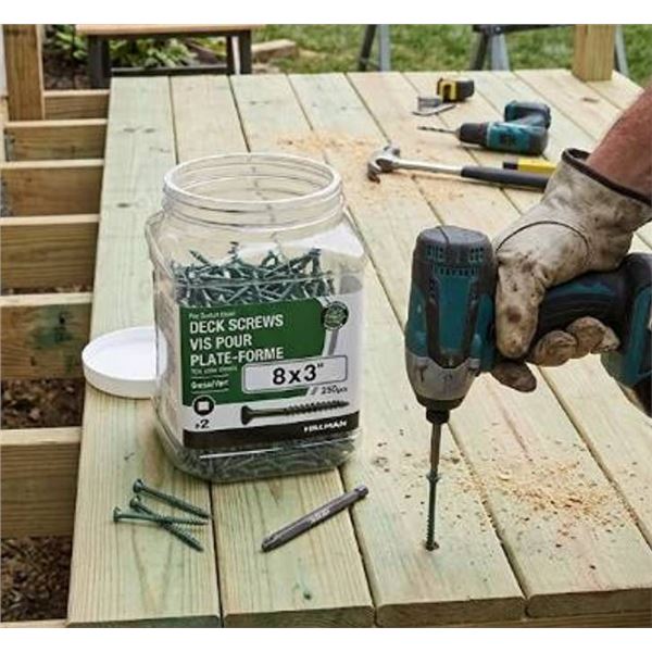 Hillman 8x3 Inch Deck Screws, 250 Pieces