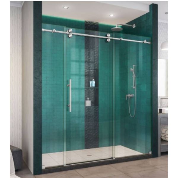 DreamLine Enigma-XO 68 to 72 in. W x 76 in. H Frameless Sliding Shower Door in Brushed Stainless Ste