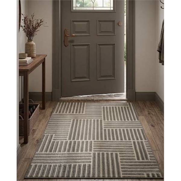 51-Inch x 82-Inch Rectangular Area Rug in Gray and Beige Tones – **Stock photo is not exact