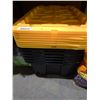 Image 2 : Lot of 6 - Black Storage Totes with yellow Lids