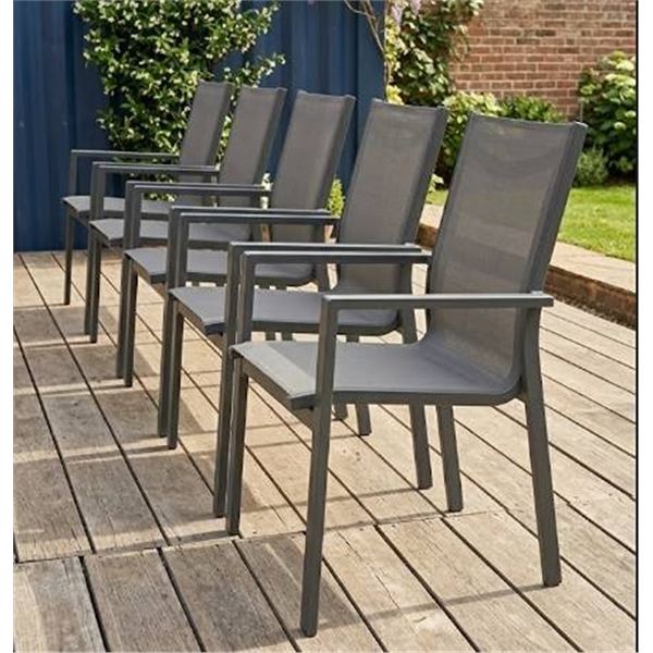 6 Stackable Outdoor Mesh Chairs - CHAIRS ONLY