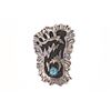 Image 1 : Navajo R. Singer Silver Turquoise Footprint Ring