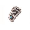 Image 2 : Navajo R. Singer Silver Turquoise Footprint Ring