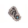 Image 8 : Navajo R. Singer Silver Turquoise Footprint Ring